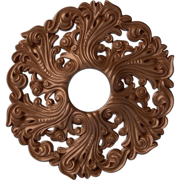Ekena Millwork Orrington Ceiling Medallion (Canopies up to 4 3/4"), 19 5/8"OD x 4 3/4"ID x 1 3/4"P, Polished Copper CM19ORPOS - main